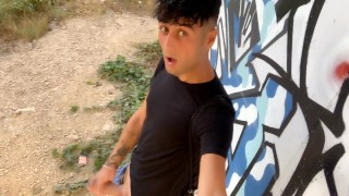 6 public places jerking in one day and big and far cumshot on a path EDGING