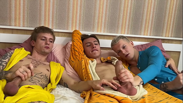 Twink pajama party turns into hot threesome – two twinks fucked their buddies and cummed in his asshole